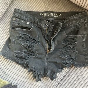 Black ripped jean shorts